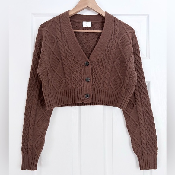Sunday Best Sweaters - Sunday Best Brown Cable Knit Cardigan
